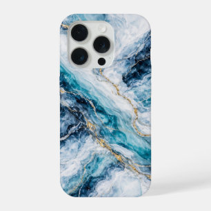 Arktisches blaues Marmor-Handyhülle Eisweiß Teal W iPhone 15 Pro Hülle