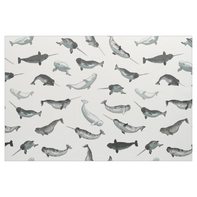 Arktisches Narwhals und Weißwal-Muster Stoff (Fat Quarter (45,7 x 55,9 cm))