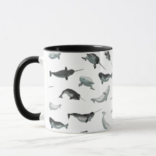 Arktisches Narwhals und Weißwal-Muster Tasse
