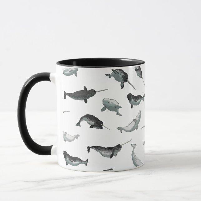 Arktisches Narwhals und Weißwal-Muster Tasse (Links)