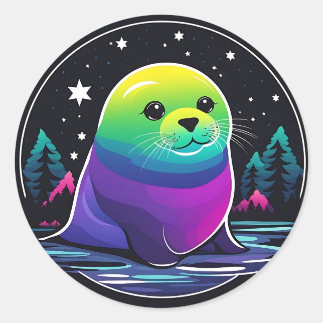 Arktisches Siegel Nördlich Runder Aufkleber (Vorderseite)