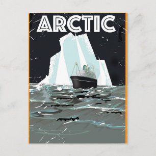 Arktisches Vintage-Reiseposter Postkarte
