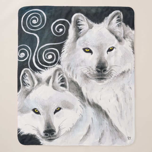 Arktisches Wolf-Aquarell Sherpadecke (Vorderseite)
