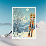 Arlberg Österreich - Europa Skiurlaub Retro Postka Postkarte<br><div class="desc">Servus aus den schneebedeckten Bergen von Arlberg,  Österreich,  in Europa! Wir hoffen,  dass Sie einen wunderschönen Skiurlaub haben. Diese Postkarte zeigt eine wunderschöne,  blau-graue Berglandschaft mit Retro-Skischulen in orangefarbenem Stammesmuster. Alle Textsätze können an Ihren Anzug angepasst werden!</div>