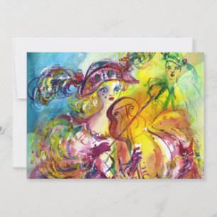 ARLECCHINA VIOLINIST  Mardi Gras Maskenball Einladung