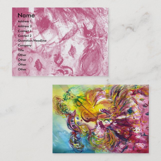 ARLECCHINA VIOLINIST, Violine, Musik, Theaterkünst Visitenkarte (Vorne/Hinten)