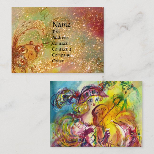 ARLECCHINA VIOLINIST, Violine, Musik, Theaterkünst Visitenkarte (Vorne/Hinten)