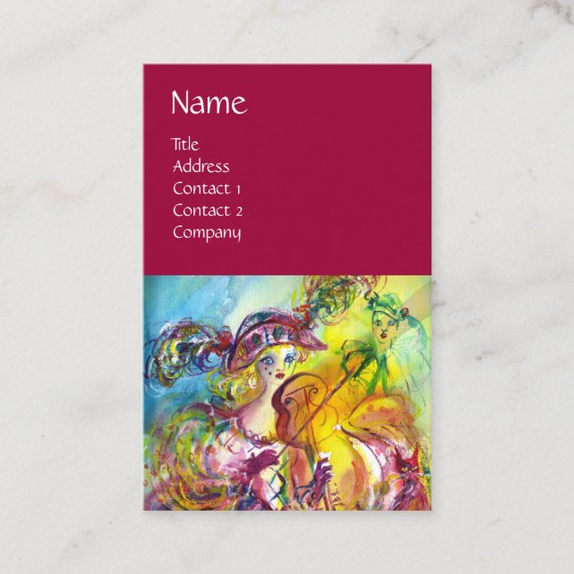 ARLECCHINA VIOLINIST, Violine, Musik, Theaterkünst Visitenkarte (Vorderseite)