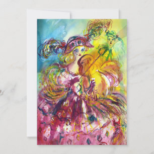 ARLECCHINA VIOLINISTIN  Mardi Gras Maskenball Einladung