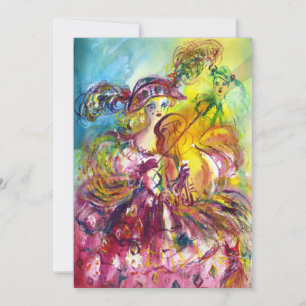 ARLECCHINA VIOLINISTIN  Mardi Gras Maskenball Einladung
