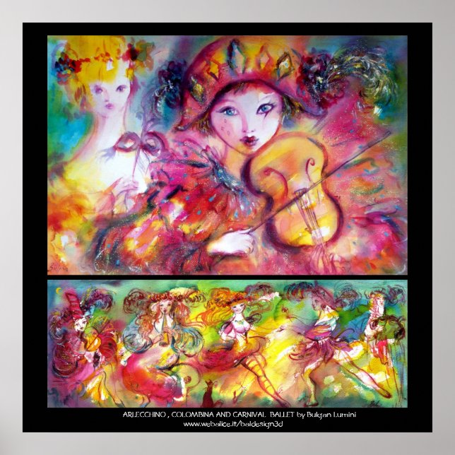 Arlecchino, Colombino und das Karneval Ballett Poster (Vorne)