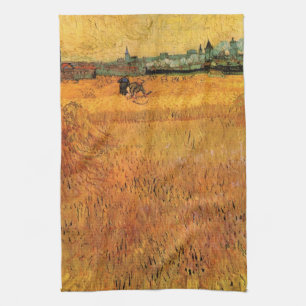 Arles: Blick aus Weizenfeldern von Vincent van Gog Geschirrtuch