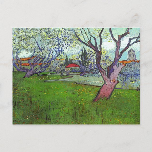 Arles with Trees in Blossom, Vincent van Gogh Postkarte (Vorderseite)