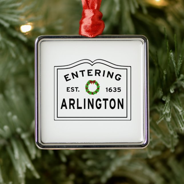 Arlington, MA Holiday Wreath Keramik Ornament Aus Metall (Baum)