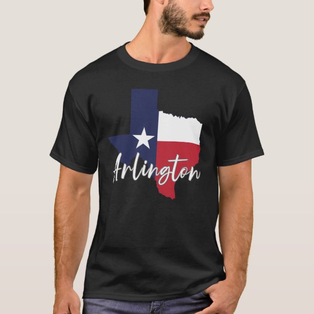 Arlington, Texas Flag Map Men's Black T-Shirt (Vorderseite)