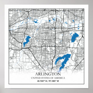 Arlington Texas USA City Travel City Map Poster