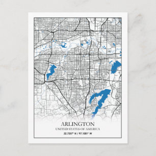 Arlington Texas USA City Travel City Map Postkarte
