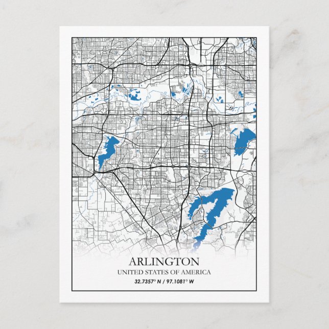 Arlington Texas USA City Travel City Map Postkarte (Vorderseite)