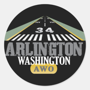 Arlington Washington - Airport Runway Runder Aufkleber