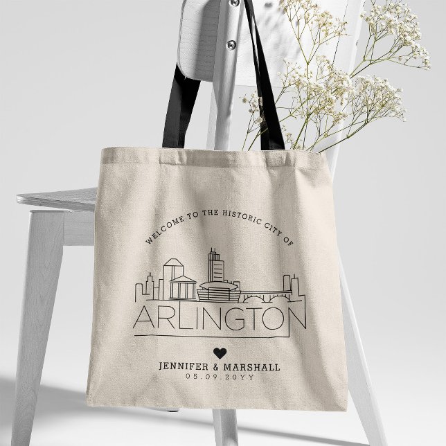 Arlington Wedding | Stilisierte Skyline Tote Bag Tragetasche (Von Creator hochgeladen)