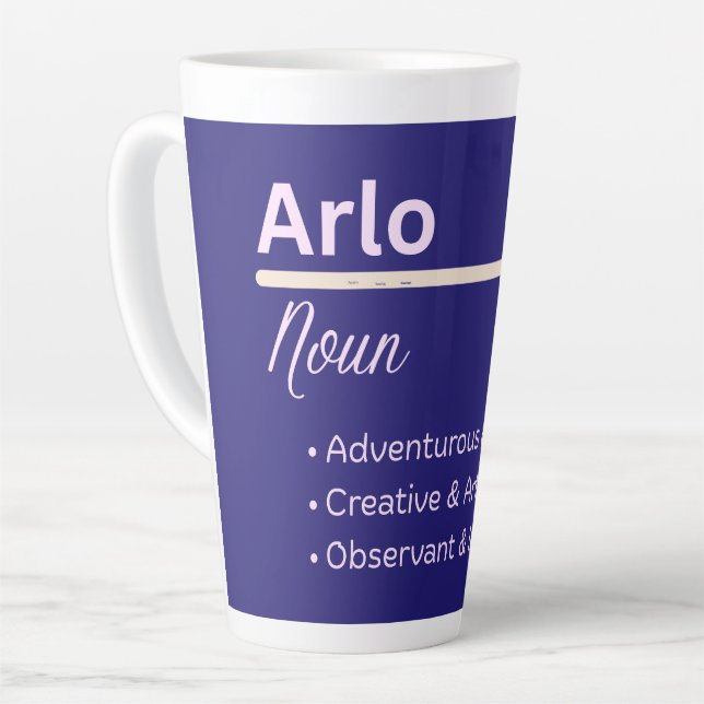 Arlo Boy Personalized Name Definition Milchtasse (Linke Ecke)