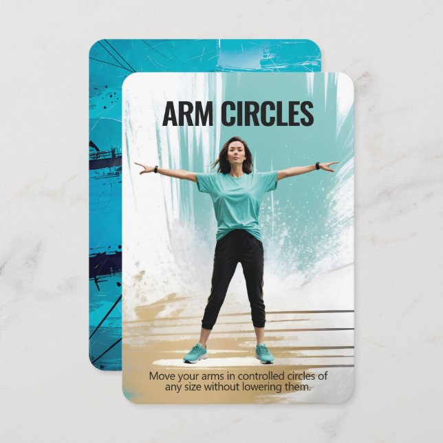 Arm Circles Fitness Card with Blue Backing Save The Date (Vorne/Hinten)