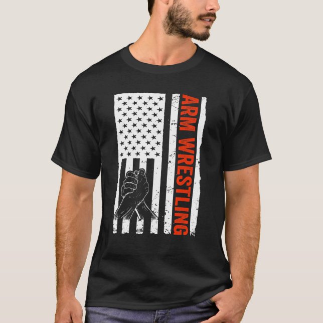 Arm Wrestler USA Flag Arm Wrestling T-Shirt (Vorderseite)