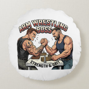 Arm Wrestling Boss Patriotischer Weißkopfseeadler Rundes Kissen
