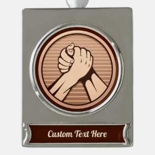 Arm Wrestling Bronze Banner-Ornament Silber