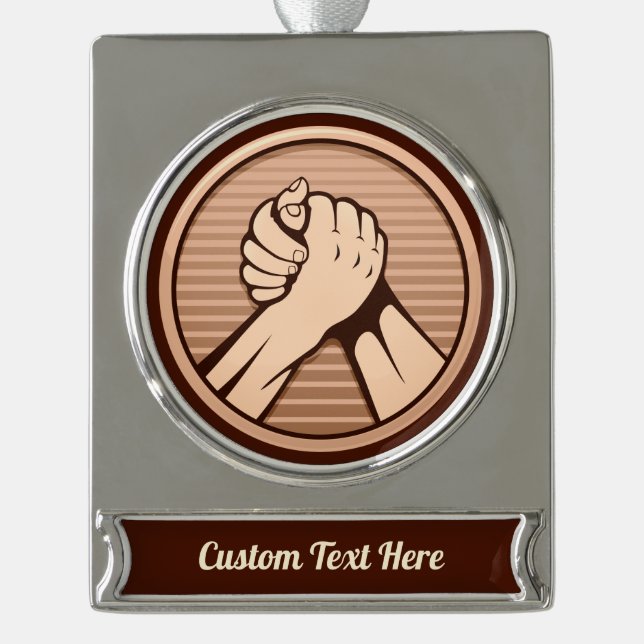 Arm Wrestling Bronze Banner-Ornament Silber (Vorderseite)