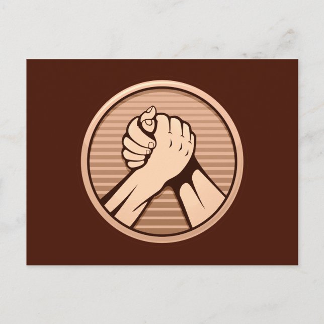 Arm Wrestling Bronze Postkarte (Vorderseite)