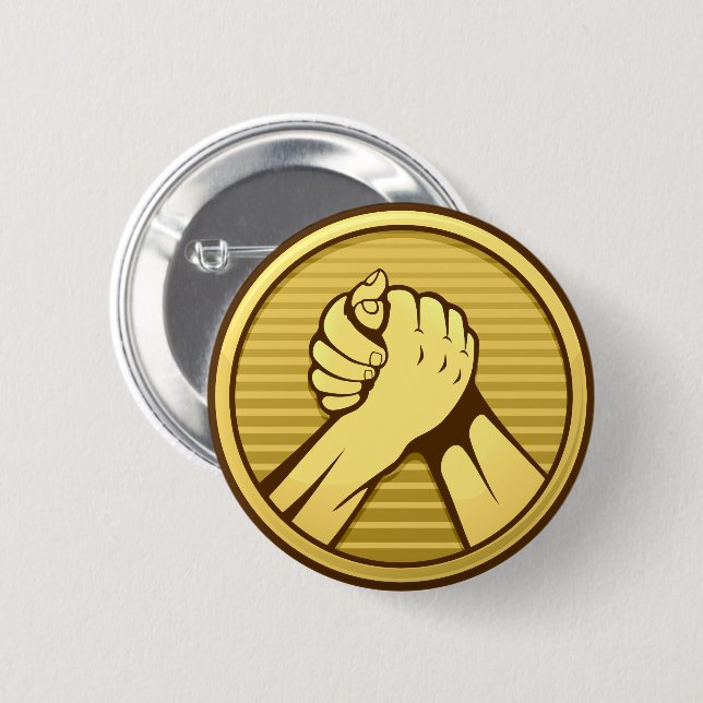 Arm Wrestling Gold Button (Vorne & Hinten)