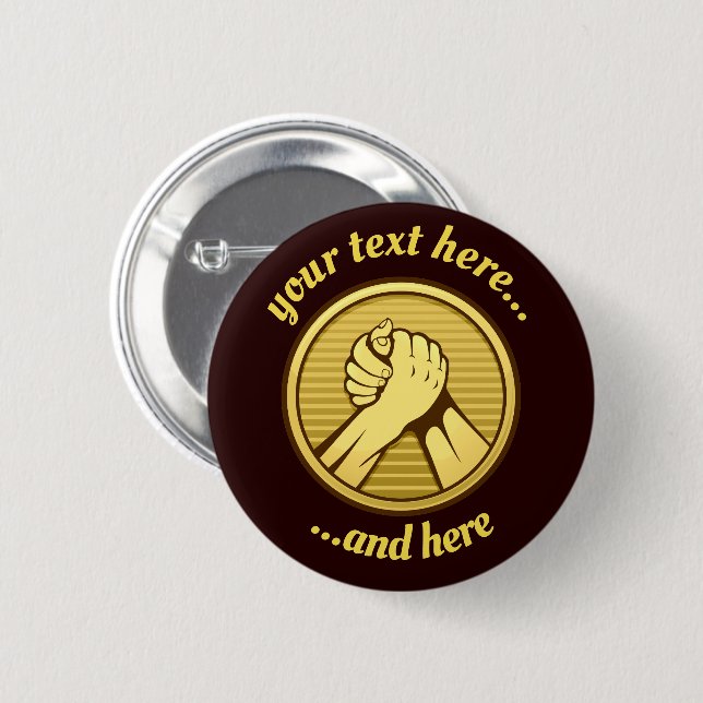 Arm Wrestling Gold Button (Vorne & Hinten)