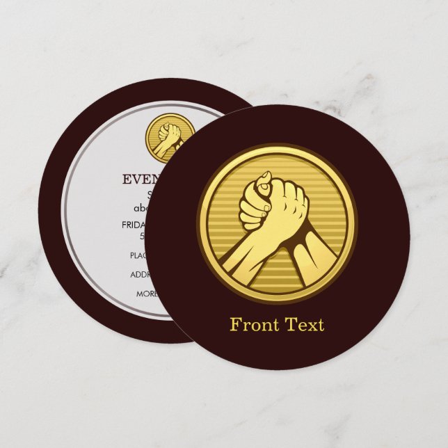 Arm Wrestling Gold Einladung (Vorne/Hinten)