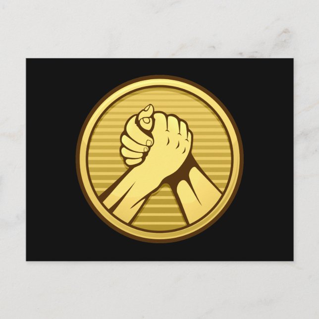 Arm Wrestling Gold Postkarte (Vorderseite)