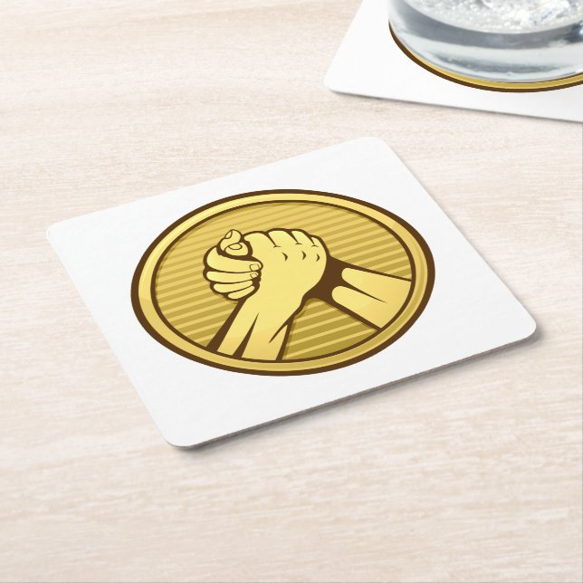 Arm Wrestling Gold Rechteckiger Pappuntersetzer (angewinkelt)