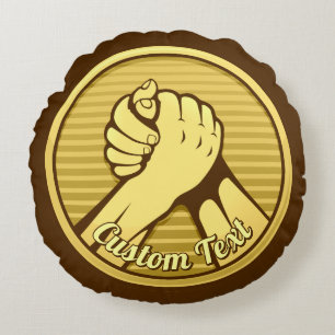 Arm Wrestling Gold Rundes Kissen