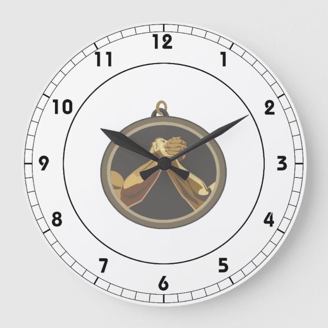 Arm-Wrestling-Medaille Große Wanduhr (Vorderseite)