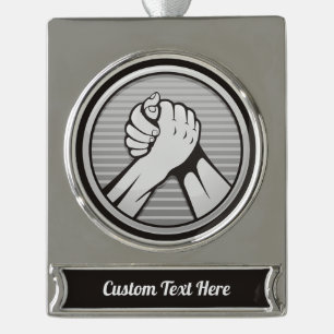 Arm Wrestling Silver Banner-Ornament Silber