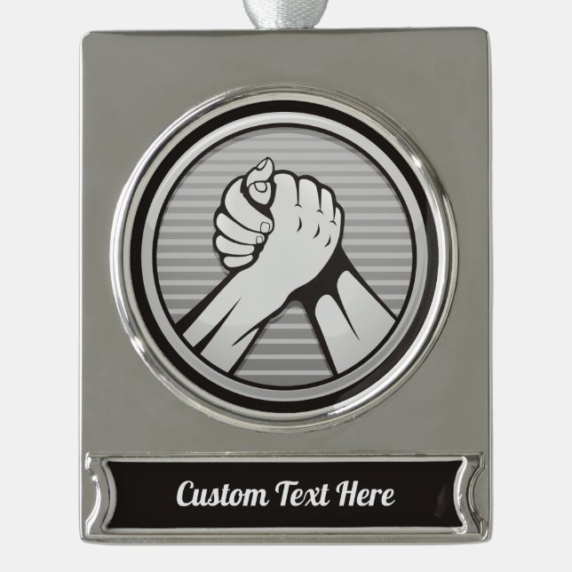 Arm Wrestling Silver Banner-Ornament Silber (Vorderseite)