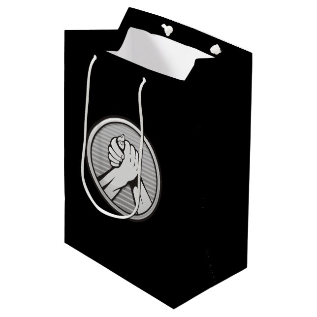 Arm Wrestling Silver Mittlere Geschenktüte (Vorderseite Schrägansicht)