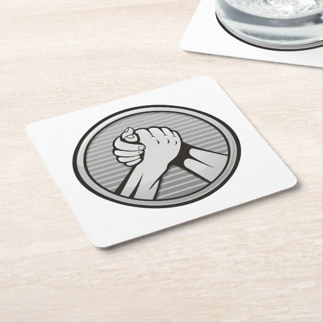Arm Wrestling Silver Rechteckiger Pappuntersetzer (angewinkelt)