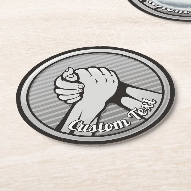 Arm Wrestling Silver Runder Pappuntersetzer (Angewinkelt)