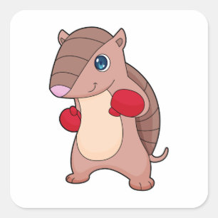 Armadillo Boxing Boxer Boxhandschuhe Quadratischer Aufkleber