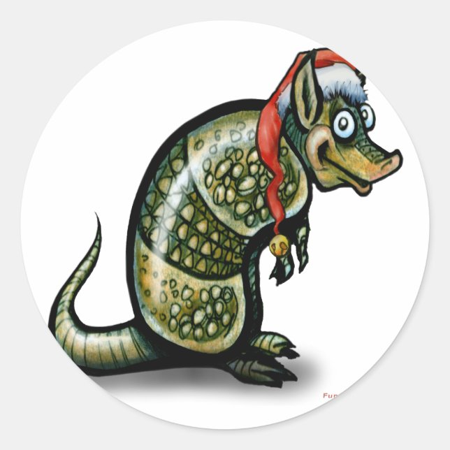 Armadillo Christmas Runder Aufkleber (Vorderseite)