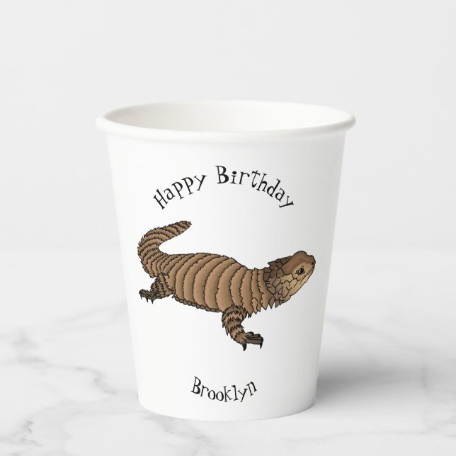 Armadillo girdled lizard cartoon illustration pappbecher (Vorderseite)