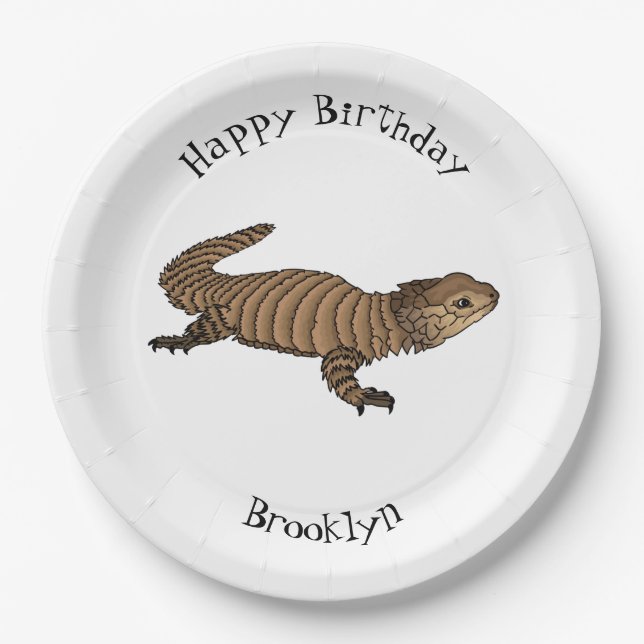 Armadillo girdled lizard cartoon illustration pappteller (Vorderseite)