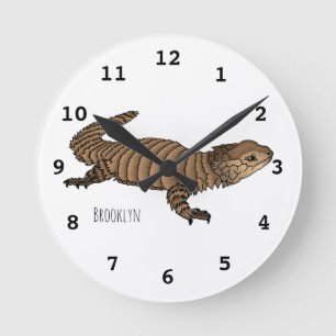 Armadillo girdled lizard cartoon illustration  runde wanduhr