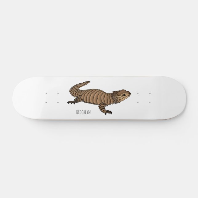 Armadillo girdled lizard cartoon illustration skateboard (Horizontal)
