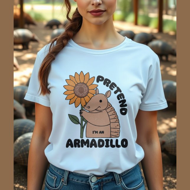 Armadillo mit sonnenblumenlustigem Sprichwort T-Shirt (Von Creator hochgeladen)